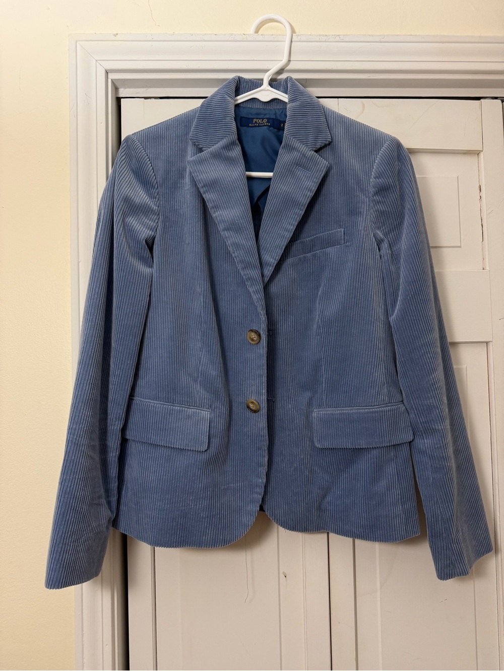 Women’s Light Blue Polo Ralph Lauren Corduroy Blazer Size 2